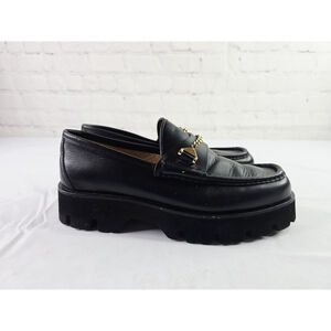 Hyusto Mick Tank Chunky Sole Retro Loafers Black Gold Slip On 90's Size 38/7-7.5
